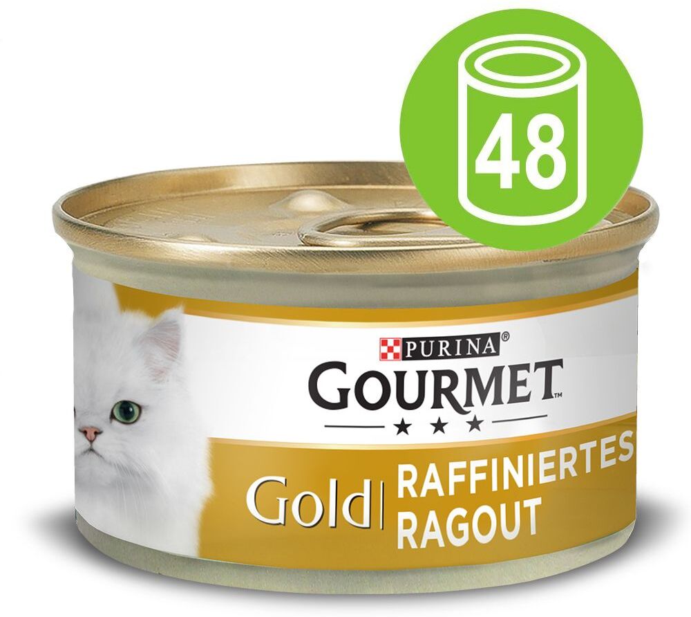 Gourmet 48x 85g Gold Raffiniertes Ragout Lachs Gourmet Katzenfutter Nass