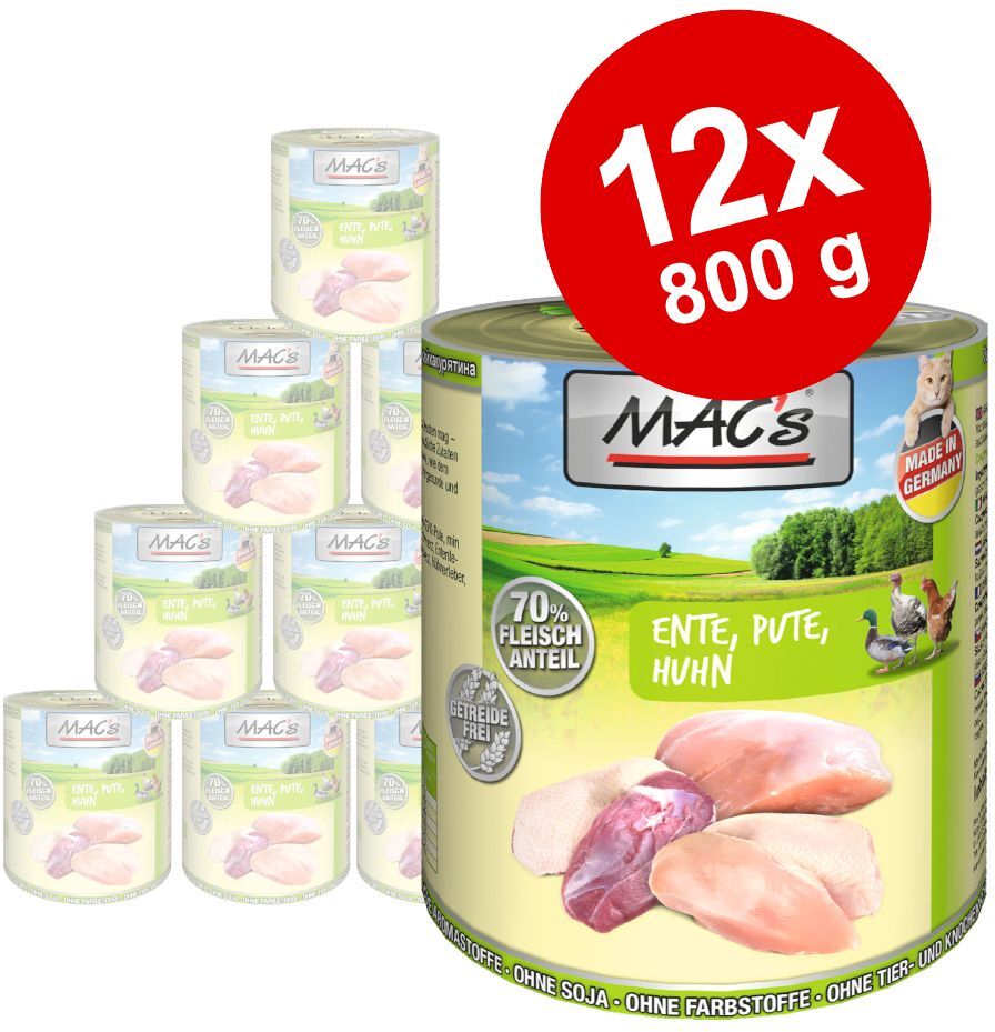 MAC's 12x 800g Fleischmix MAC's Nassfutter für Katzen