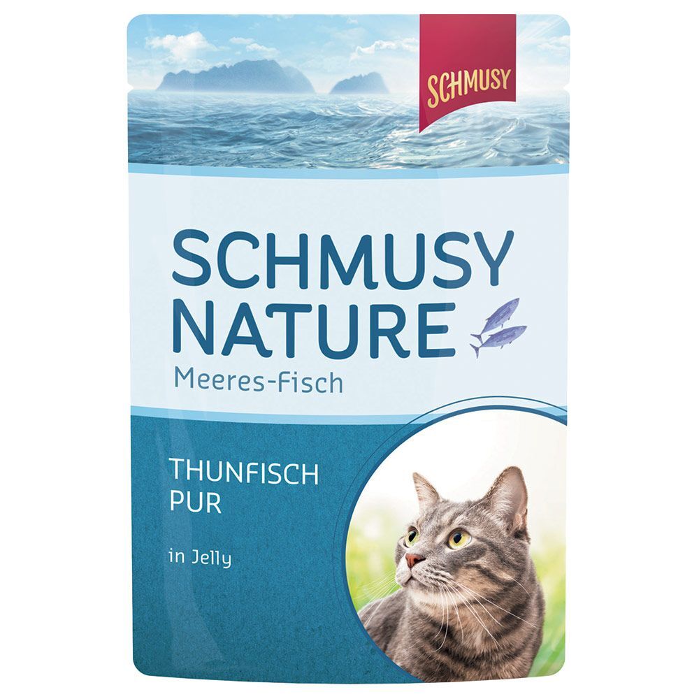 Schmusy 48x 100g Nature Meeres-Fisch Thunfisch Pur Schmusy Nassfutter für Katzen