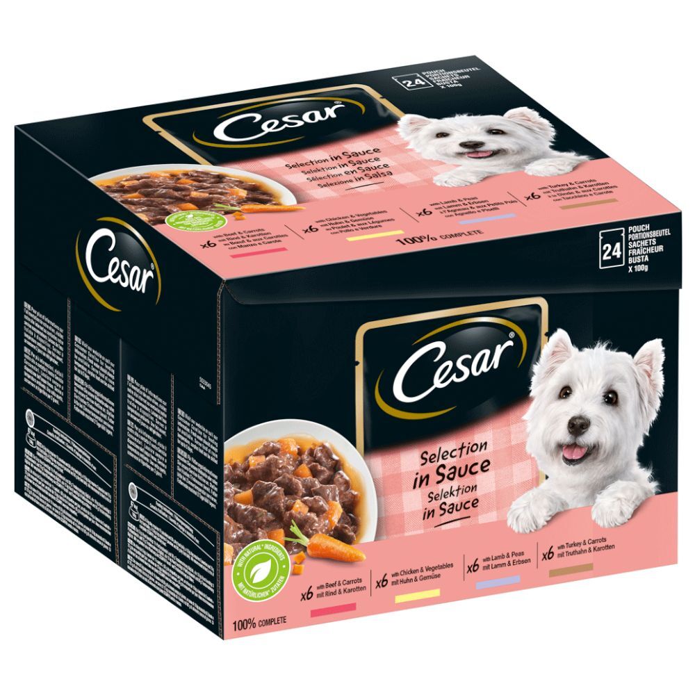 Cesar 24x 100g Feines im Frischebeutel Favoriten in Sauce Cesar Nassfutter für Hunde