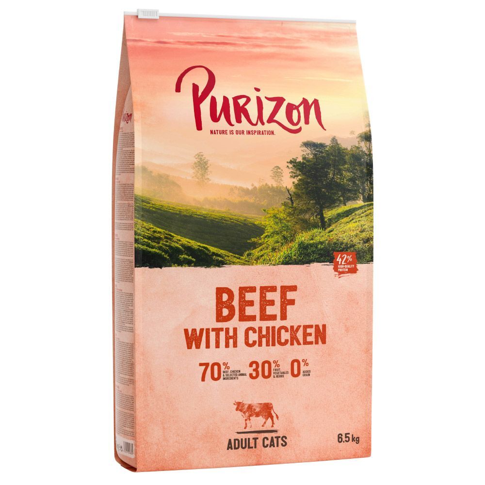 Purizon 2x 6,5kg Adult Rind mit Huhn Purizon getreidefreies Trockenfutter für Katzen
