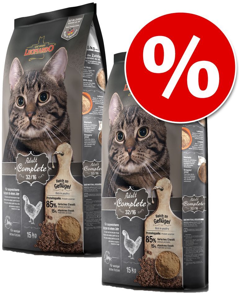 Leonardo 2x 15kg Adult Ente Leonardo Trockenfutter für Katzen