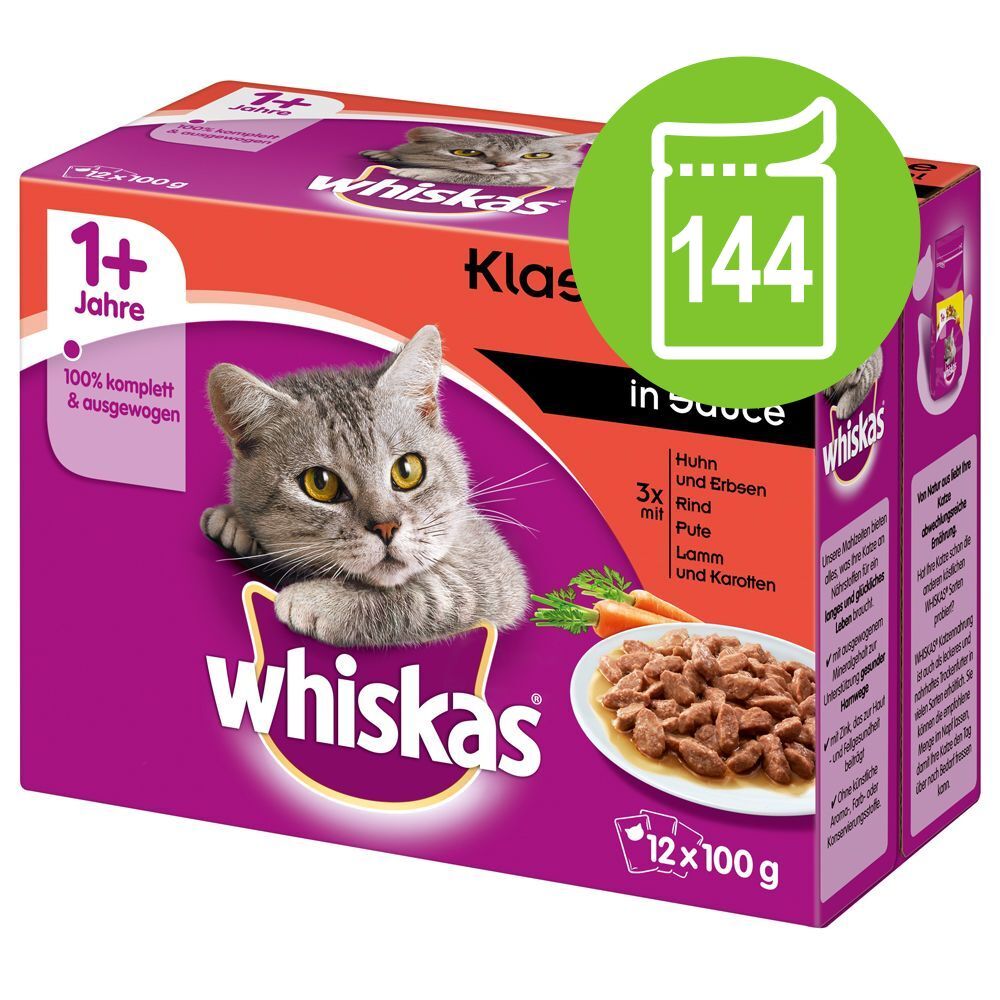 Whiskas 144x 100g Adult Klassische Auswahl in Sauce Whiskas Katzenfutter nass