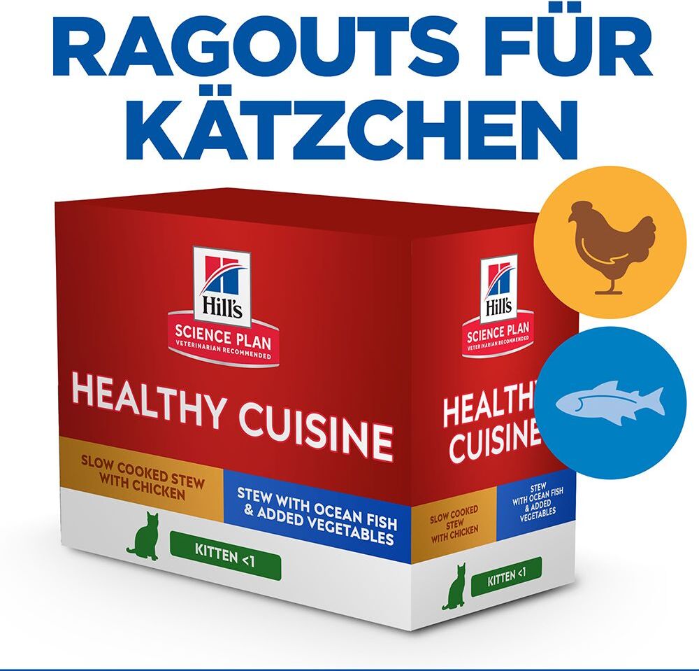 Hill's Science Plan 8x 80g Kitten Healthy Cuisine mit Huhn & Seefisch Hill's Science Plan Nassfutter für Katzen