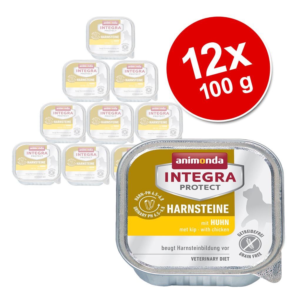 Animonda Integra Sparpaket:  12 x 100 g Animonda Integra Protect Adult Harnsteine Schale - Mix (2 Sorten)