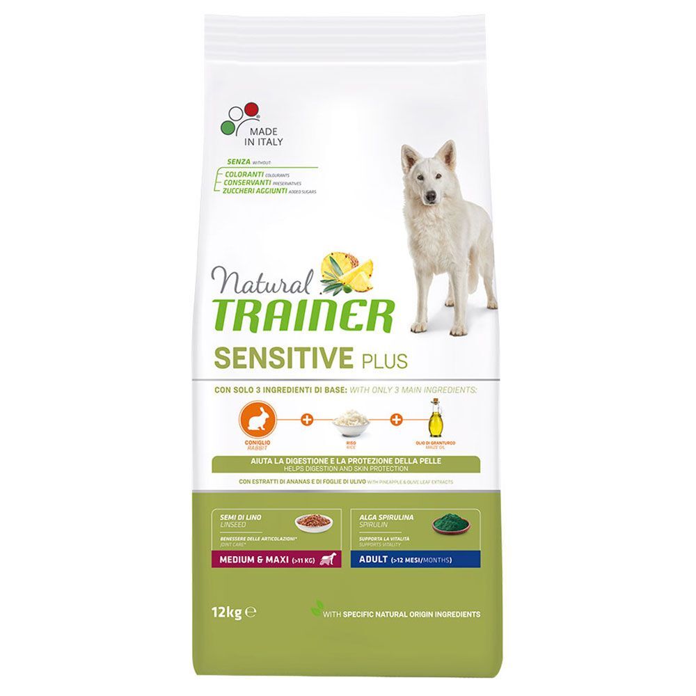 Trainer Natural Sensitive 2x 12kg Sensitive Plus Adult Medium/Maxi mit Kaninchen Trainer Natural Trockenfutter für Hunde
