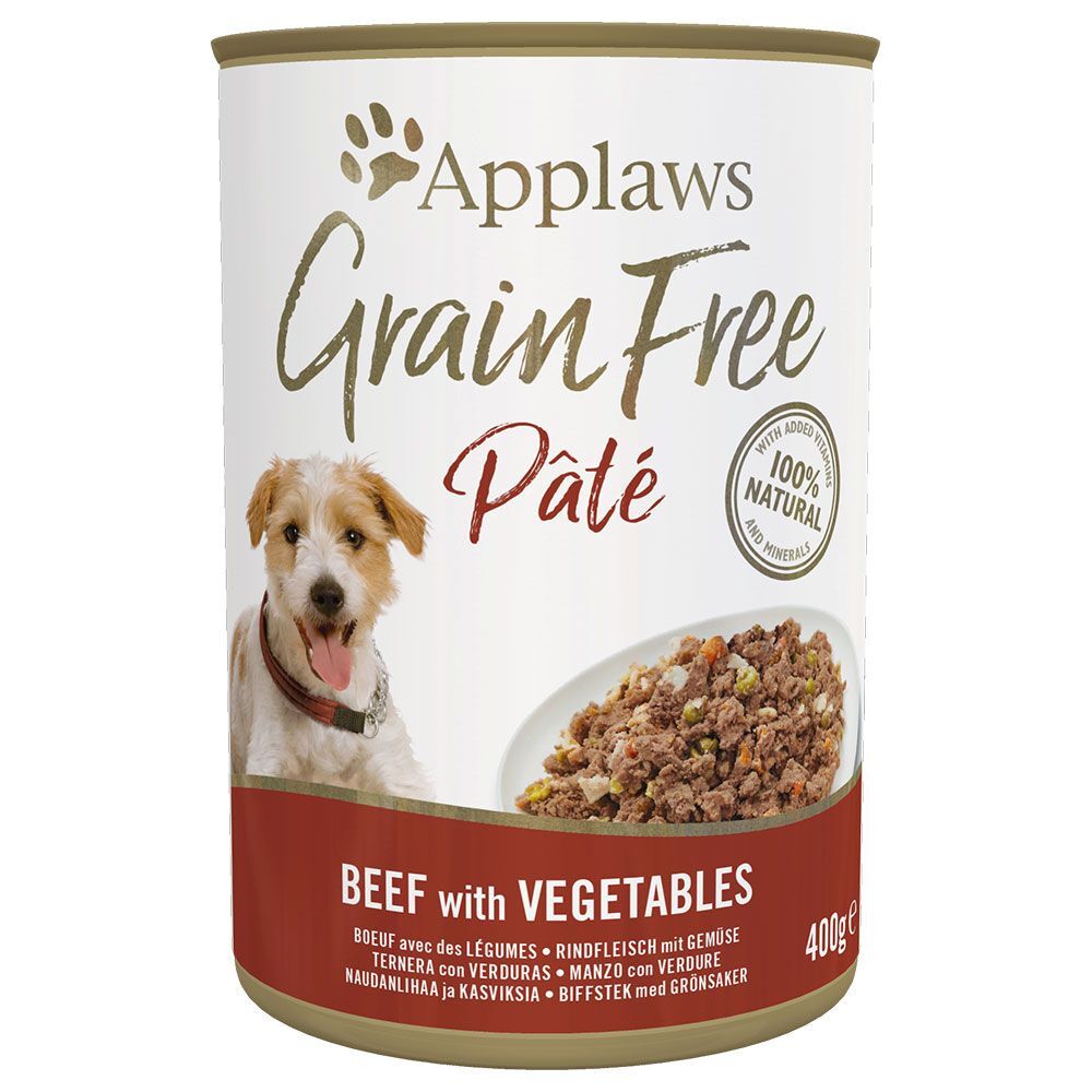 Applaws 6 x 400 g Rindfleisch mit Gemüse Applaws Grain Free Pate Hundefutter nass