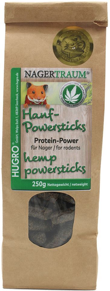 Hugro 3x 250g Hugro Nagertraum Hanf Powersticks für Kleintiere