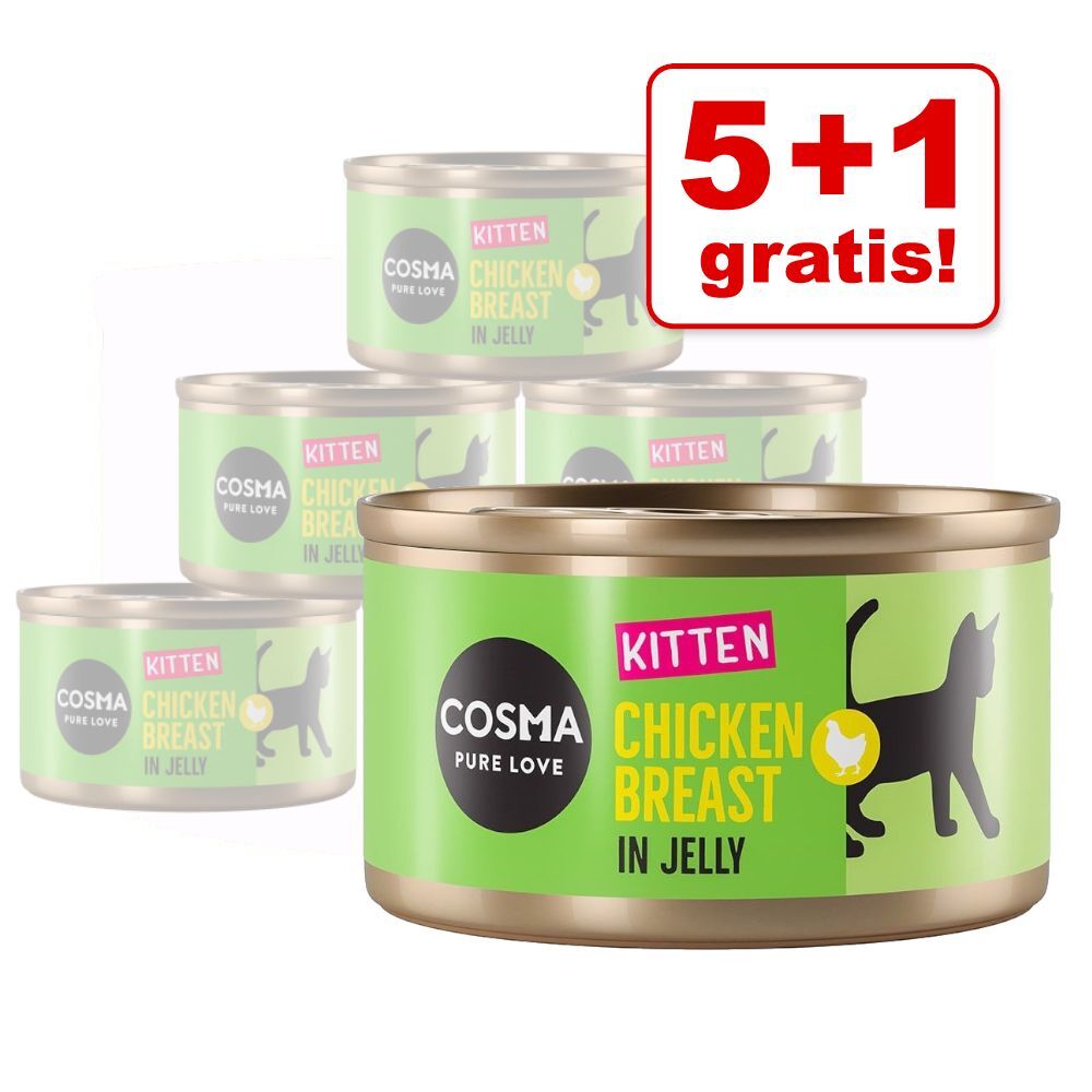 Cosma 6x 85g Original Kitten Mix (3 Sorten) Cosma Nassfutter für Katzen - 5 + 1 gratis!