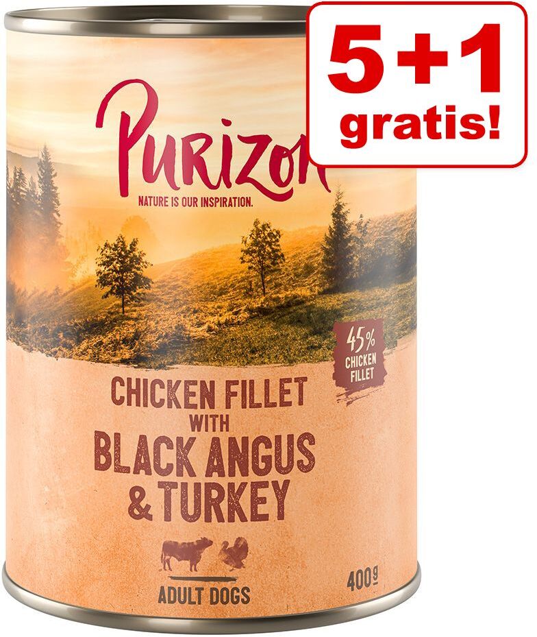 Purizon 6x 400g  Black-Angus & Truthahn Purizon Katzennassfutter - 5+1 gratis!