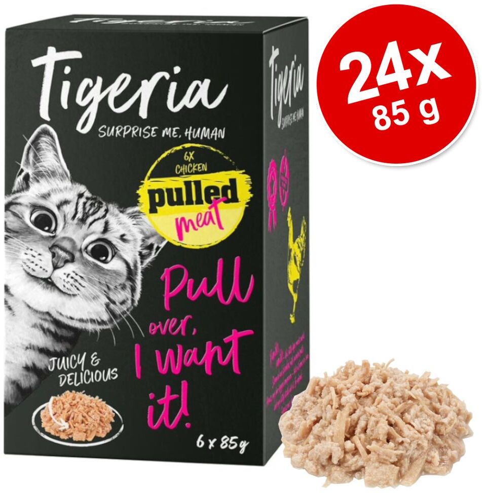 Tigeria 24x 85g Pulled Meat Huhn Tigeria Nassfutter für Katzen