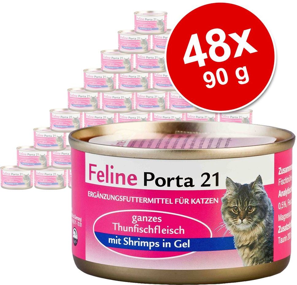 Porta 21 48x 90g Feline Thunfisch mit Surimi Porta 21 Nassfutter für Katzen