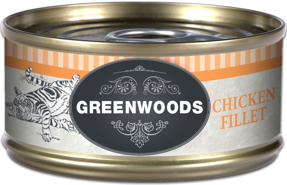 Greenwoods 6x 70g Adult Hühnchenfilet Greenwoods Nassfutter für Katzen