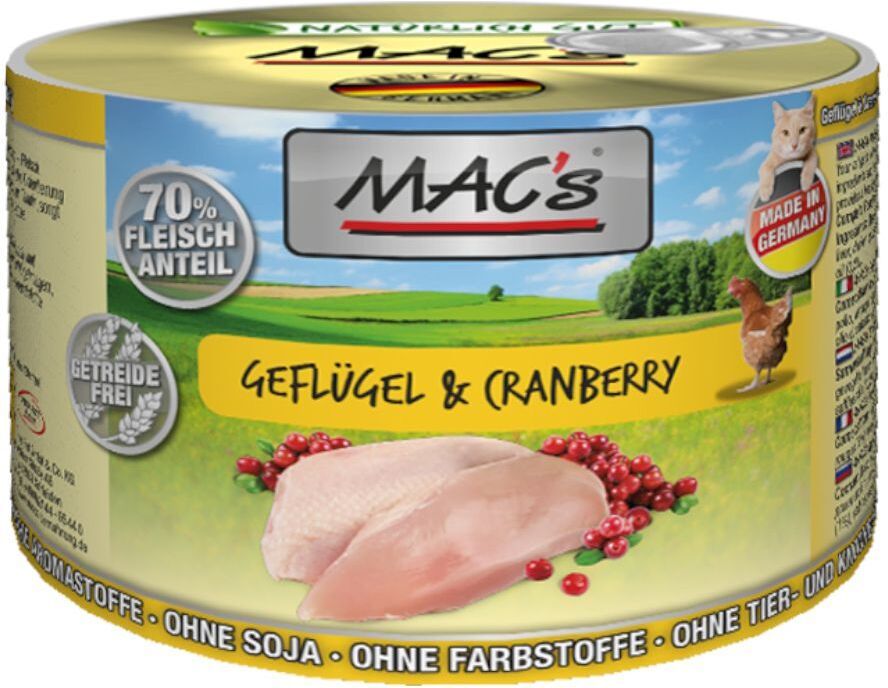 MAC's 6x 200g Ente, Pute, Huhn MAC's Nassfutter für Katzen