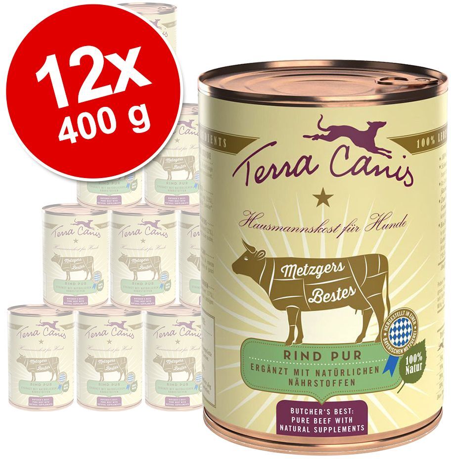 Terra Canis Sparpaket Terra Canis Metzgers Bestes 12 x 400 g - Rind Pur