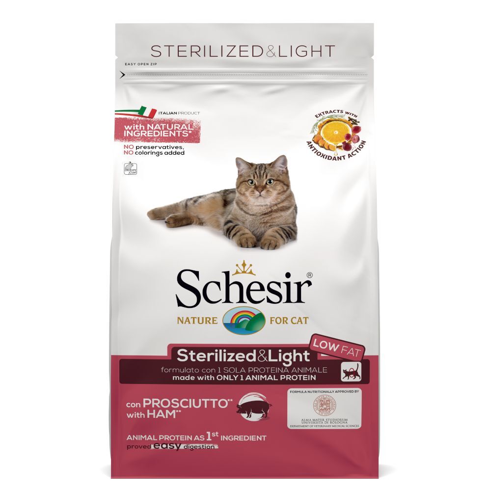 Schesir 1,5kg mit Schinken Sterilized & Light Schesir Katzenfutter trocken