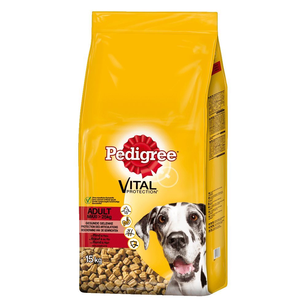 Pedigree 2x 15kg Adult Maxi mit Rind & Reis Pedigree Trockenfutter für Hunde