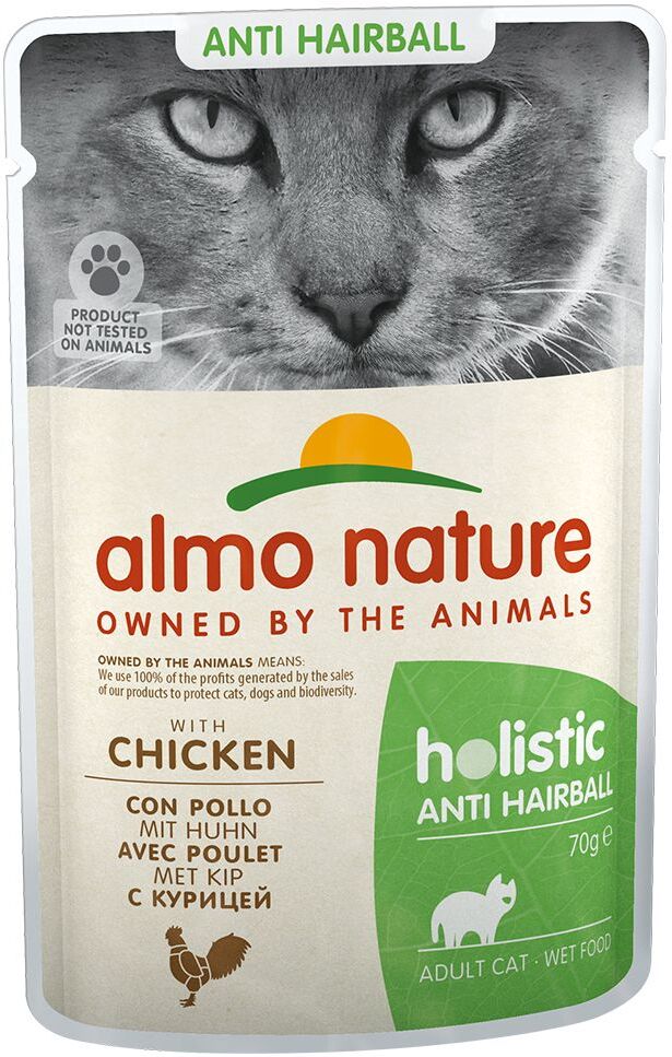 Almo Nature Holistic 24x 70g Holistic Anti Hairball Rind Almo Nature Nassfutter für Katzen