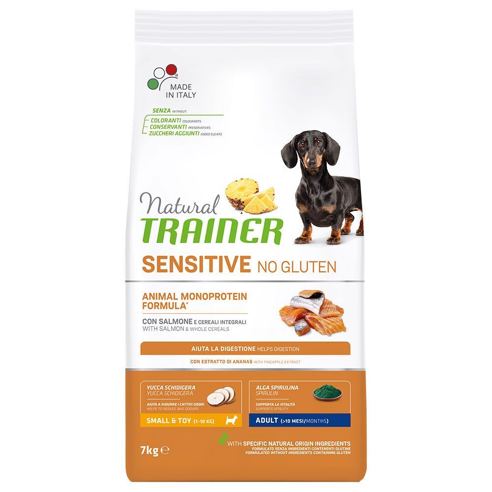Trainer Natural Sensitive 7kg Sensitive No Gluten Adult Small mit Lachs Trainer Natural Trockenfutter für Hunde