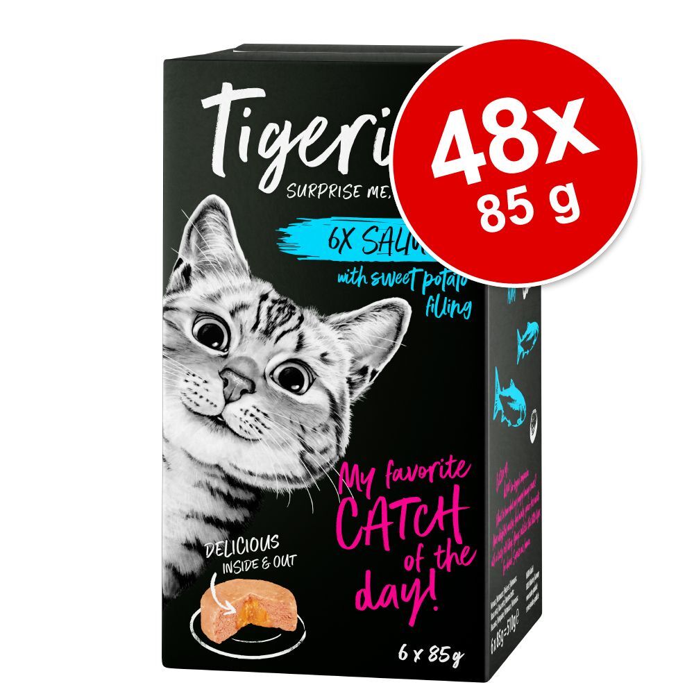Tigeria 48x 85g Huhn mit Karotten-Erbsen-Stampf Tigeria Nassfutter für Katzen