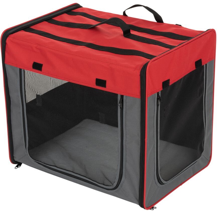 zooplus Exclusive Faltbare Hunde-Transportbox First Class Basic, B 66x T 96,5x H 73,5cm, rot/grau