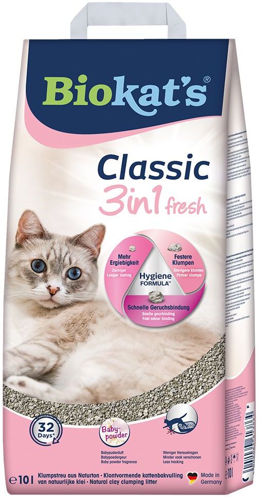 Biokat's 2x 10l Biokat´s Classic Fresh 3in1 Babypuderduft Katzenstreu