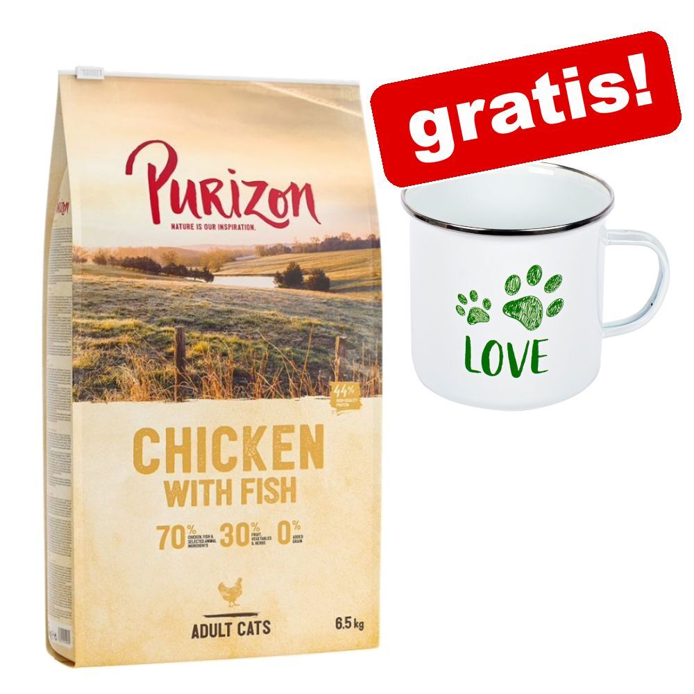 Purizon 6,5kg Adult Rind mit Huhn Purizon Katzenfutter Trocken + zooplus Emaille-Tasse gratis!