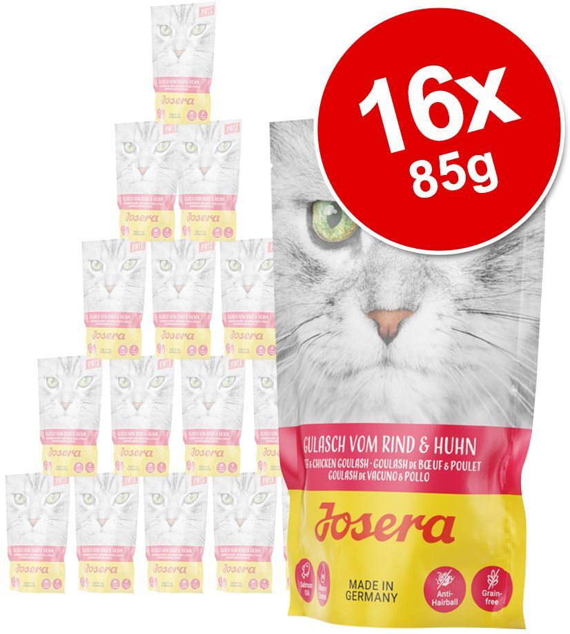 Josera 16x 85g Paté Gulasch Rind mit Huhn Josera Nassfutter für Katzen