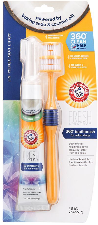 Arm & Hammer Zahnpflege-Set aus Zahnbürste und Zahnpasta - 3-teilig für Hunde