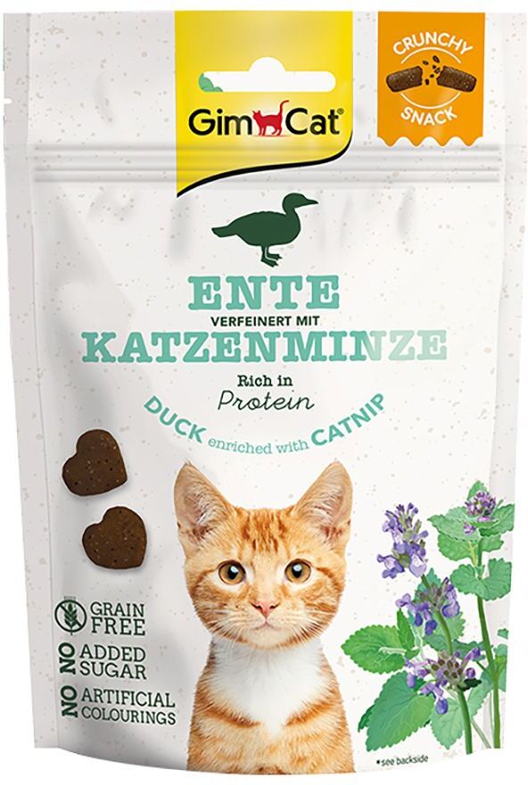 GimCat 50g Crunchy Ente mit Katzenminze GimCat Katzensnacks