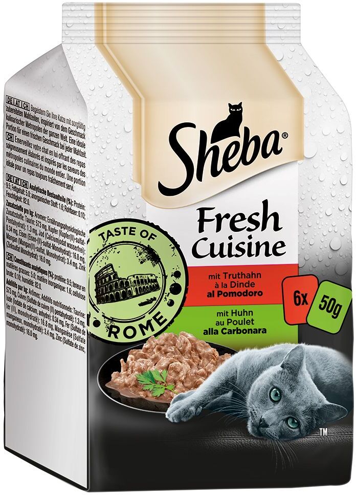 Sheba 6x 50g Fresh Cuisine Taste of Rome Huhn & Truthahn Sheba Nassfutter für Katzen