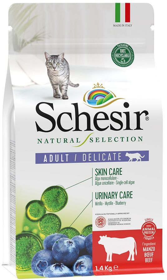 Schesir 2x 1,4kg Natural Selection Adult mit Rind Schesir Trockenfutter für Katzen