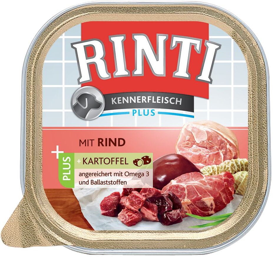 RINTI 9x 300g Kennerfleisch Geflügelherzen & Nudeln RINTI Nassfutter für Hunde