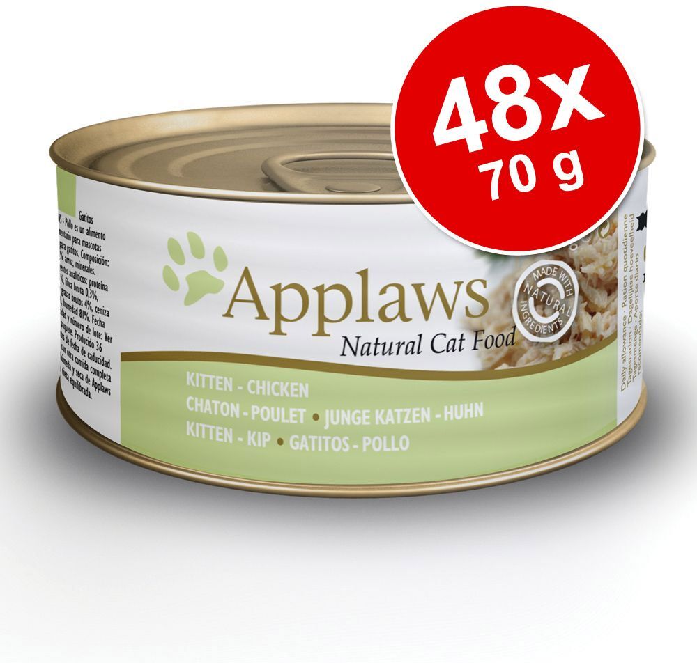 Applaws Mega-Sparpaket: 48 x 70 g Applaws Katzenfutter Kitten in Jelly - Mix: Sardine, Huhn, Thunfisch