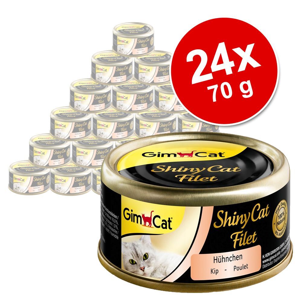 GimCat 24x 70g ShinyCat Filet Dose Hühnchen Mix GimCat Nassfutter für Katzen