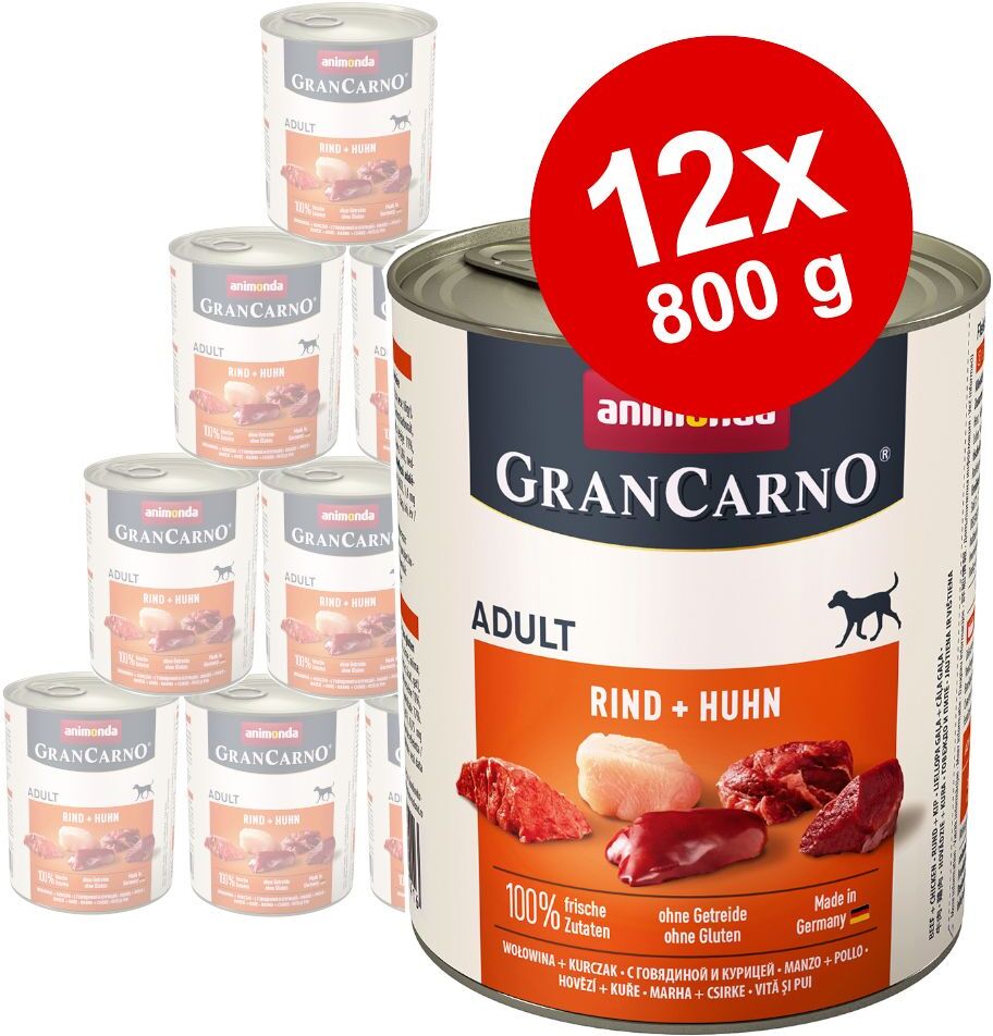 Animonda GranCarno 12x 800g GranCarno Original Multifleisch-Cocktail Animonda Nassfutter für Hunde