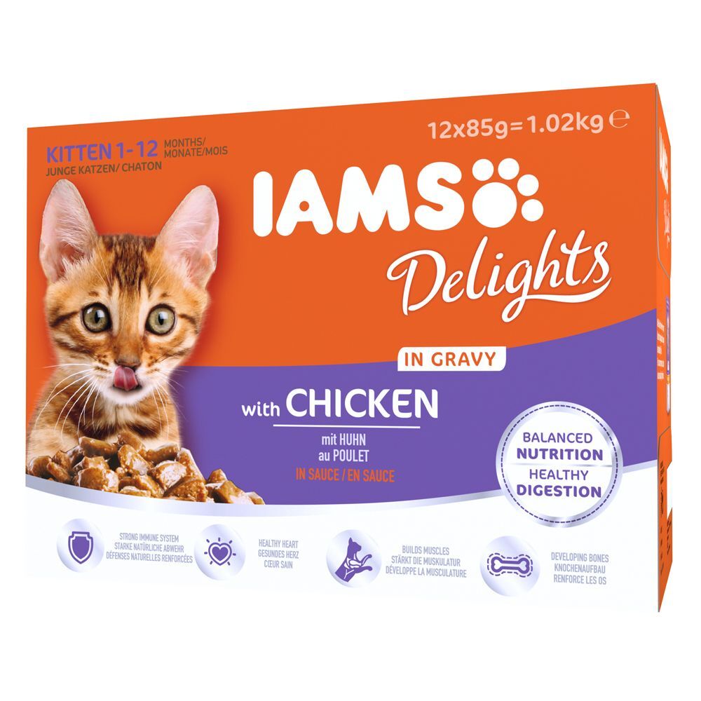 IAMS 12x 85g Delights Kitten in Sauce IAMS Nassfutter für Katzen