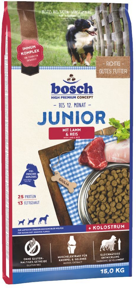 Bosch High Premium concept 15kg Junior Lamm & Reis Bosch High Premium concept Trockenfutter für Hunde