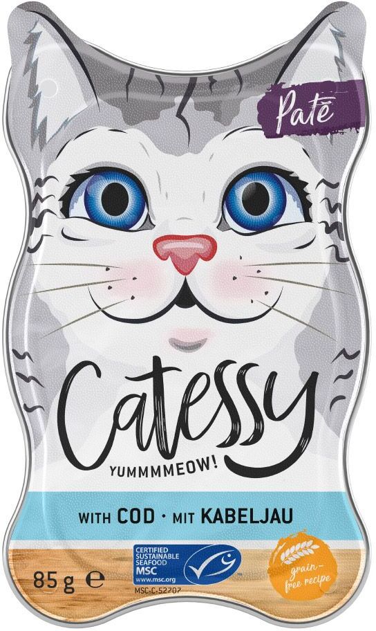 Catessy 36x 85g Paté mit Häppchen und MSC Kabeljau Catessy Nassfutter für Katzen