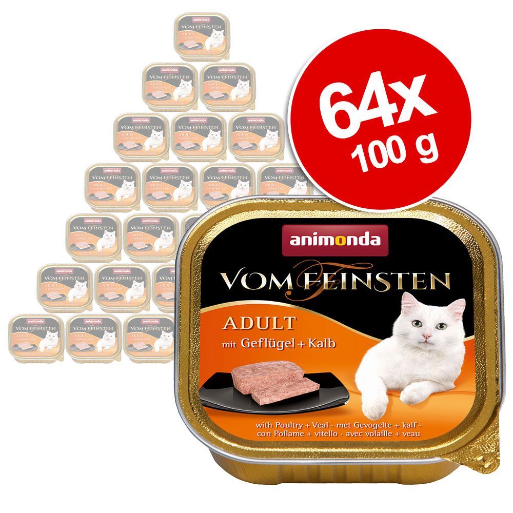 Animonda Vom Feinsten 64x 100g vom Feinsten Adult Geflügel Mix Animonda Nassfutter für Katzen