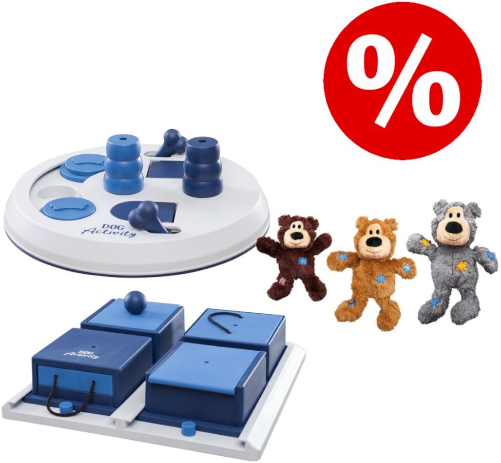 Trixie Set: Trixie Dog Activity Flip Board + Trixie Dog Activity Poker Box + KONG WildKnots Bears Hundespielzeug