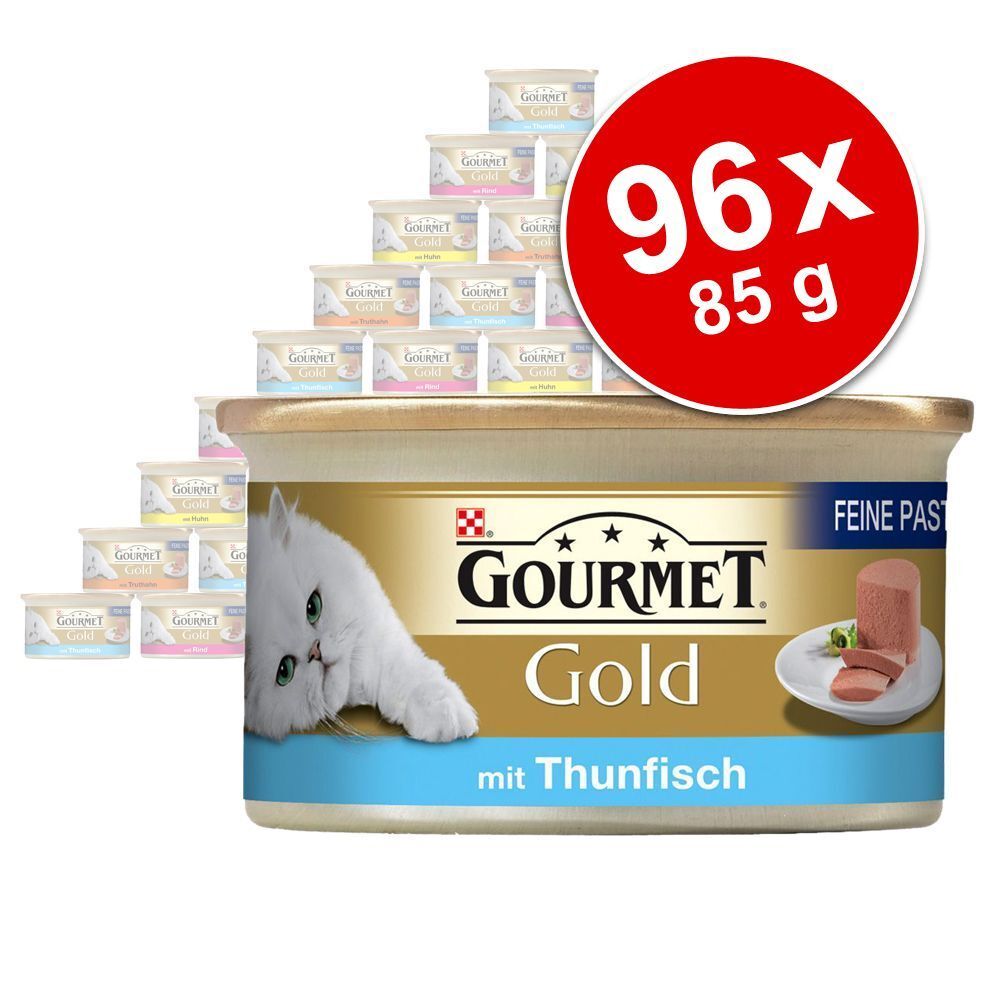 Gourmet 96x 85g Gold Feine Pastete Lamm & grüne Bohnen Gourmet Nassfutter für Katzen