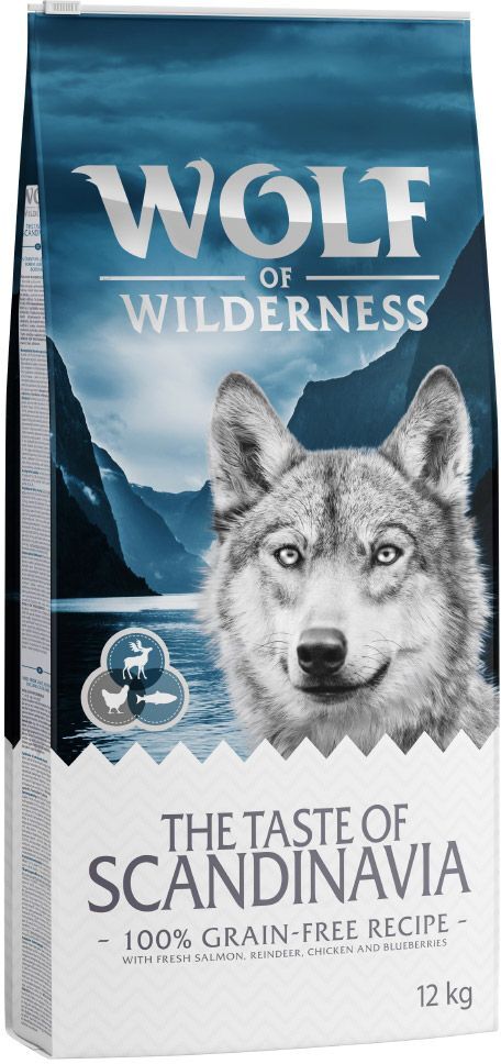 Wolf of Wilderness 2x 12kg The Taste Of Scandinavia mit Rentier & Lachs Wolf of Wilderness Trockenfutter für Hunde