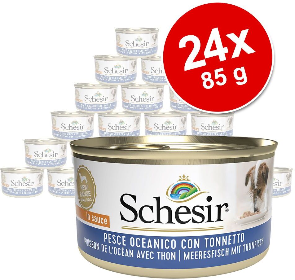 Schesir 24x 85g Thunfisch mit Erbsen Schesir Nassfutter für Hunde