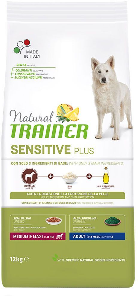 Trainer Natural Sensitive 2x 12kg Sensitive Plus Adult Medium/Maxi mit Pferd Trainer Natural Trockenfutter für Hunde