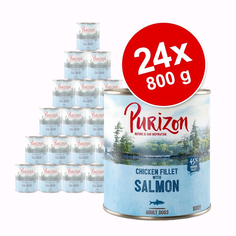 Purizon 24x 800g Lachs mit Spinat & Kokos Purizon Nassfutter für Hunde