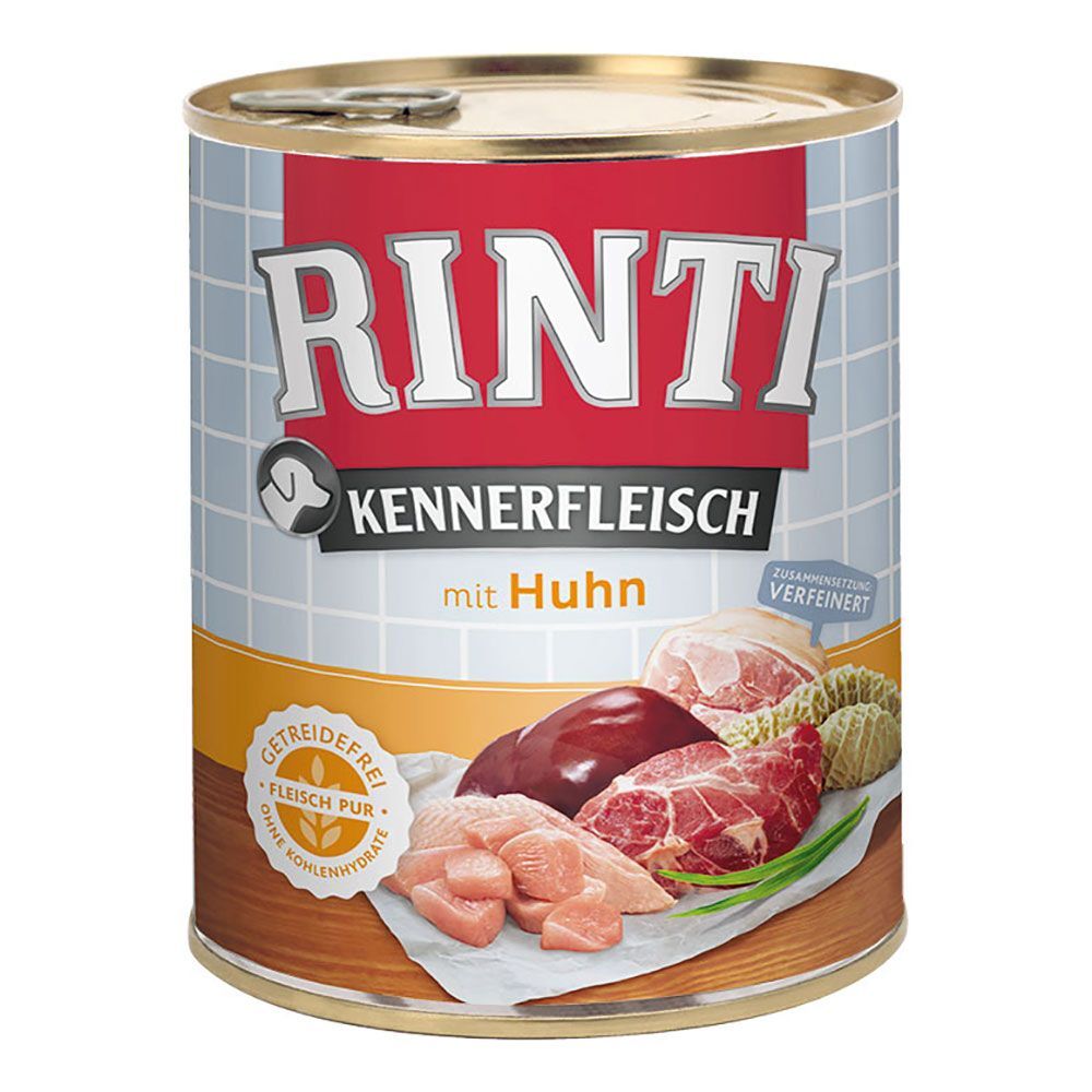 RINTI 6x 800g Kennerfleisch Rind RINTI Nassfutter für Hunde