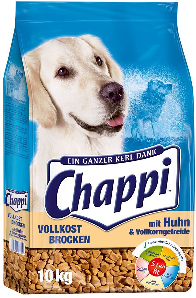 Chappie 2x 10kg ollkost Brocken mit Huhn und Vollkorngetreide Chappi Trockenfutter für Hunde