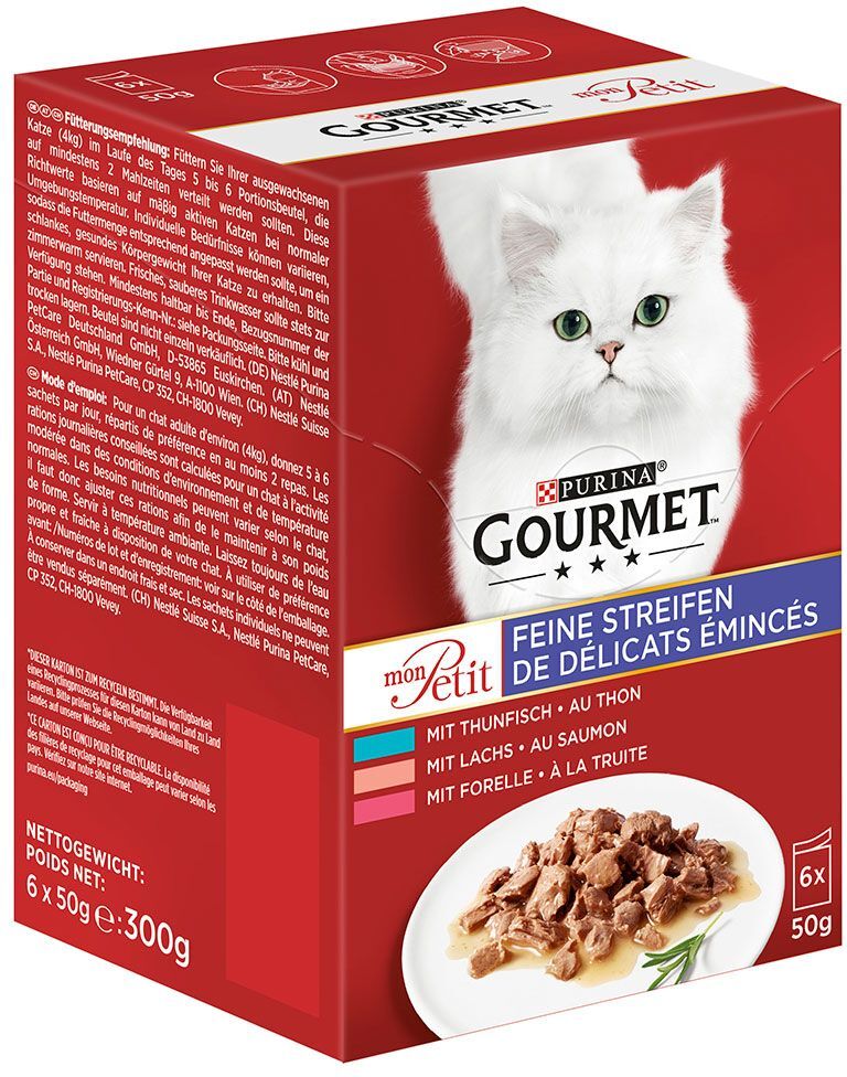 Gourmet 6x 50g Mon Petit Duetti  Lachs/Huhn Gourmet Nassfutter für Katzen