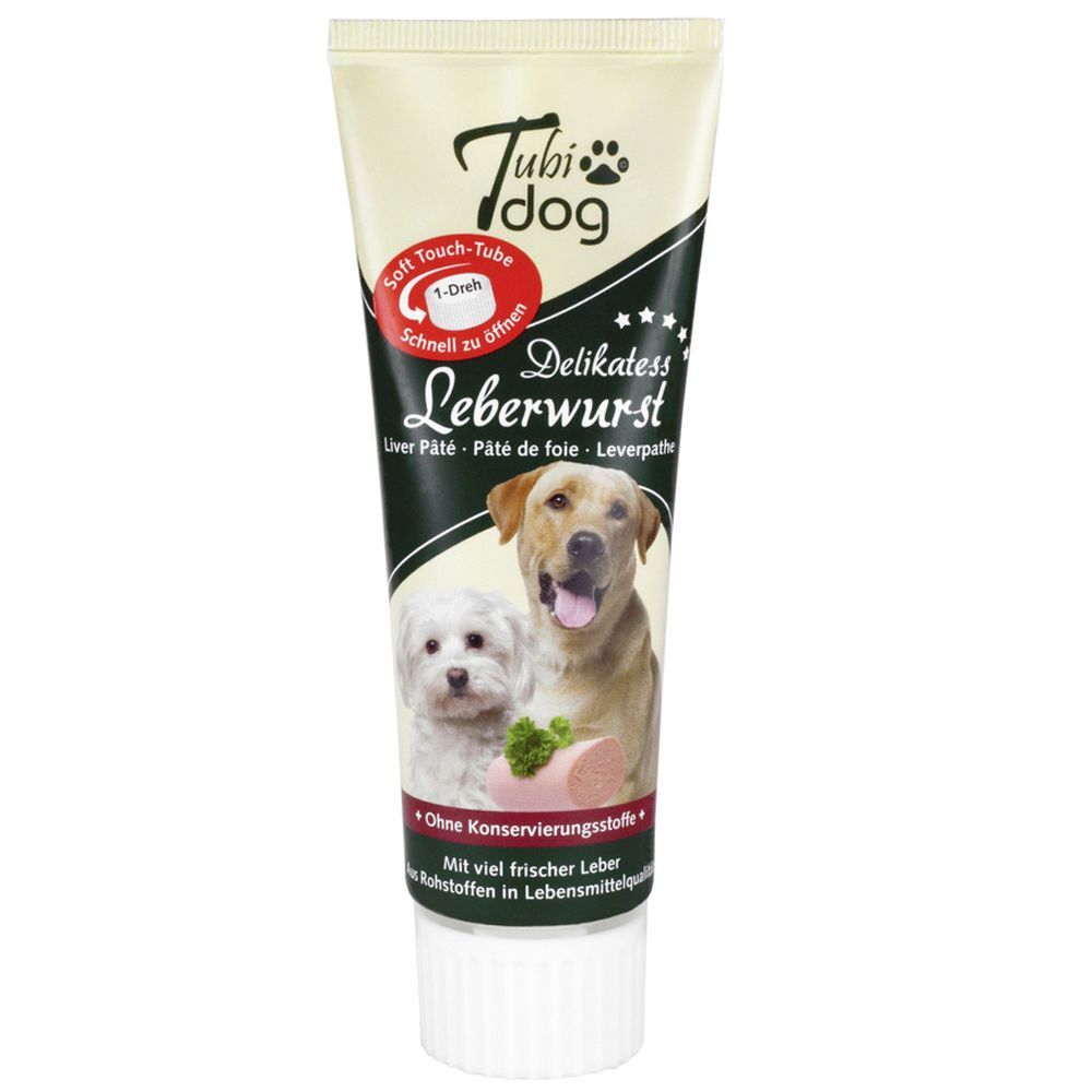 TubiDOG 6x 75g Leberwurstpaste in der Tube TubiDOG Hundesnacks